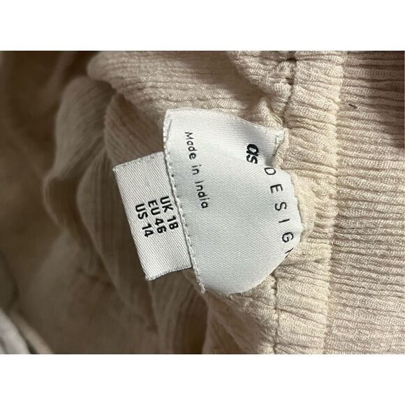 ASOS Drawstring Midi Crinkle Cream Skirt 14 - Picture 5 of 5